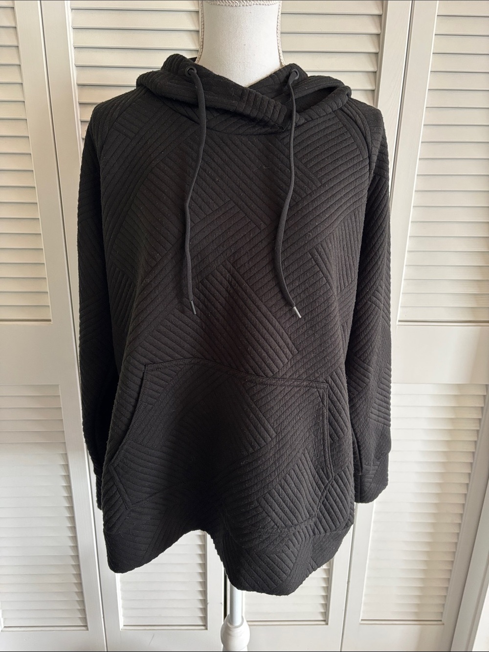 Green Tea Black Quilted Hoodie Pullover Jacket Top Workout Gym Women’s Size XL - Picture 1 of 9
